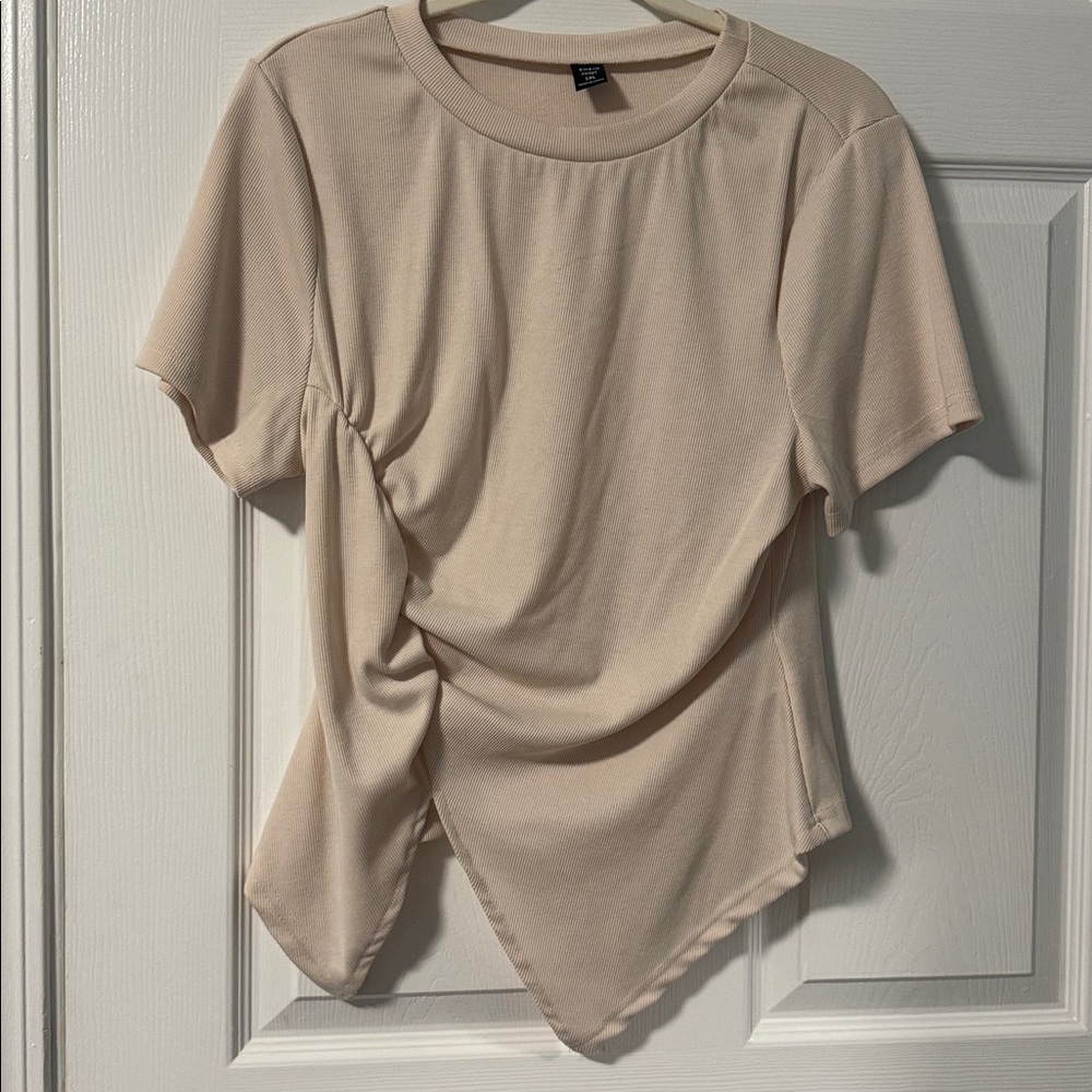 SHEIN Cream Ribbed Top